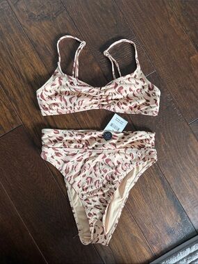 Cotton On Beige and Rust Leopard Print Bikini Set
